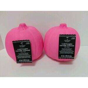 Set‎ of 2 Halloween Craft Pumpkins Hot Pink 6 in NWT